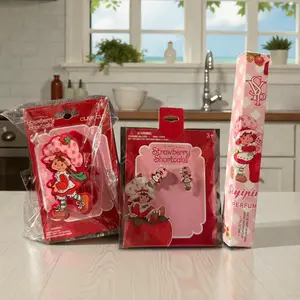 3-Pc Strawberry Cakes Accessories Set, 3-in Hair Claw Clip, 1/2in 2-pc Earrings AND 1-7in Perfume Set