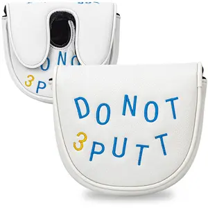 Golf Putter Club Head Cover, Semi-Circle Putter Cover, PU Material with Advanced Embroidery, Fits Most Brands, Df3 Design Style, Golf Accessories