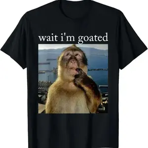 Wait I'm Goated Funny Thinking Monkey  Brainrot Gift T-Shirt,Valentine's Day