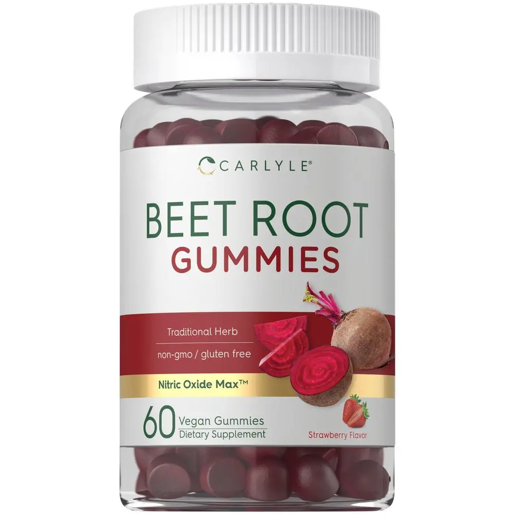 Carlyle Beet Root Gummies - 60 Count - Vegan Strawberry Flavored Chewable Supplement - Non-GMO, Gluten Free Carlyle Beet Root Gummies - 60 Count - Vegan Strawberry Flavored Chewable Supplement - Non-GMO, Gluten Free