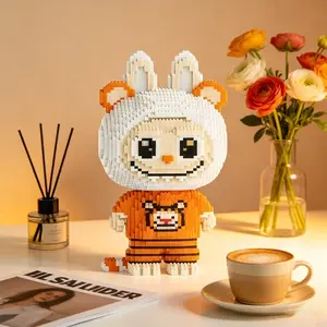 Tooth Tiger Rabbit 3D Puzzle Building Blocks Decoration, Home Office Bookshelf Decor, Party Living Room TV Stand Display