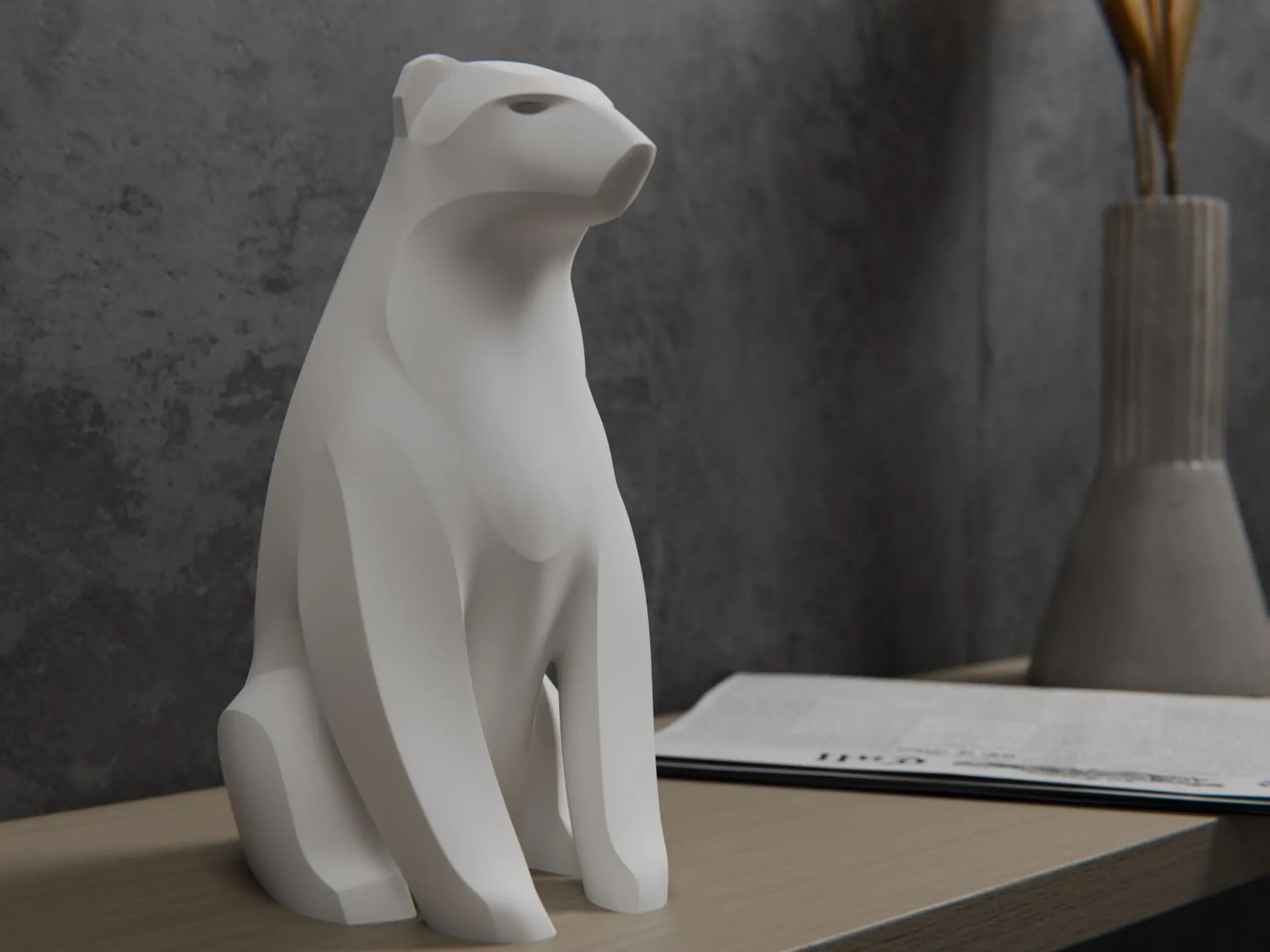 Minimalist 3D Printed Polar Bear Sculpture - Lightweight, Nature-Inspired Decorative Home Statue, Nursery Shelf & Living Room Tabletop Accent, Ideal Gift for Her & Home Supplies Enthusiasts, Animals