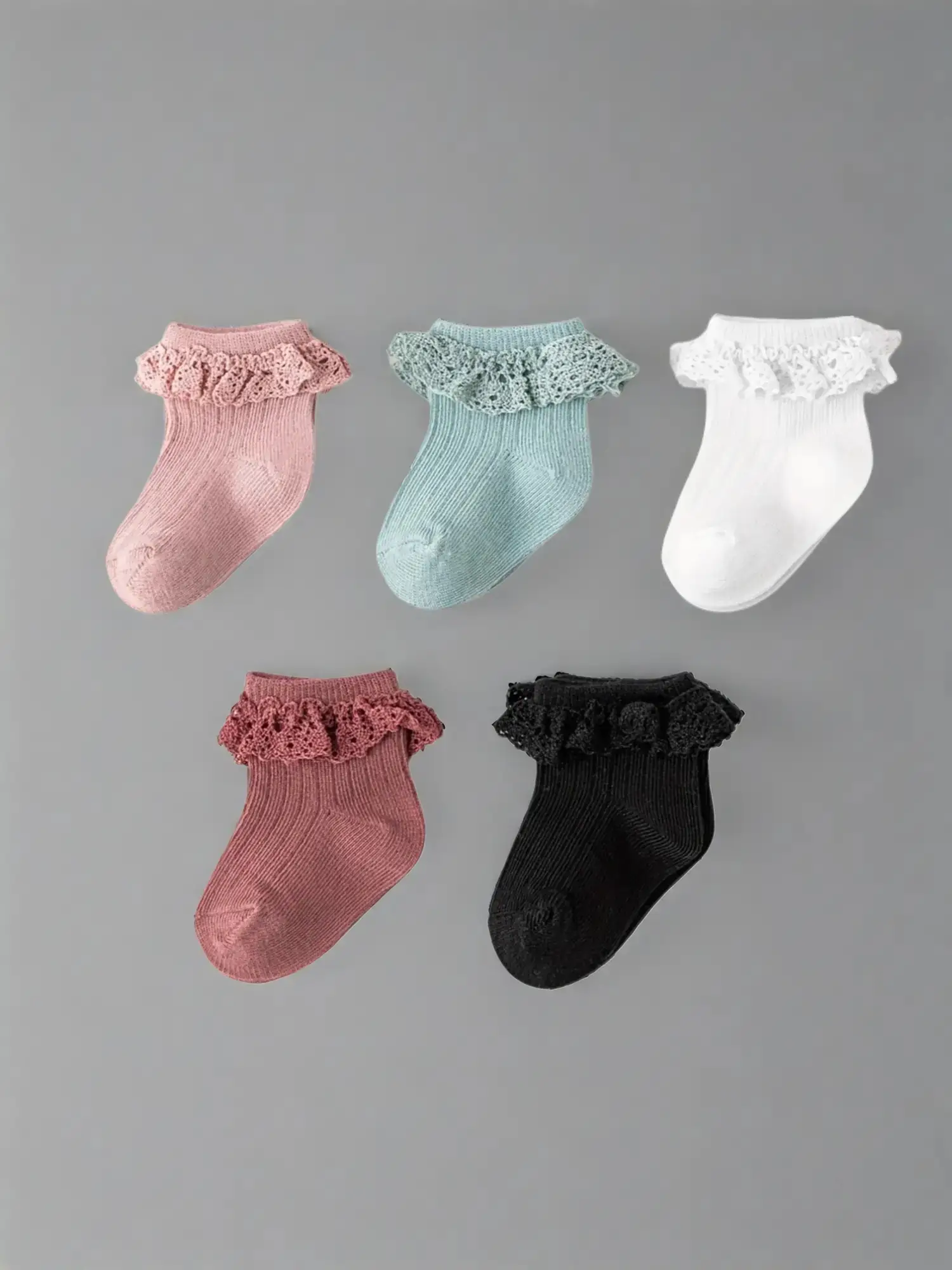 5 Pairs Lace Trim Kids Socks, Sweet Princess Style, Soft Skin-Friendly, Daily Wear for Girls, Cute, Children Short Socks Set, Summer Wear