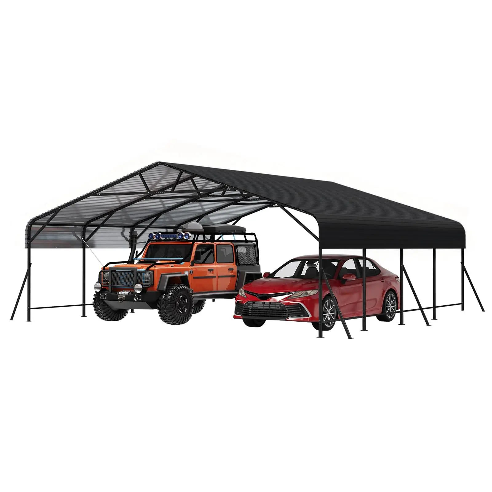 GAOMON 20x20x9FT Galvanized Steel Carport, Weatherproof Heavy-Duty Outdoor Shelter with Sun Protection, Easy-Setup Oversized Structure for Multiple Vehicles, Weddings