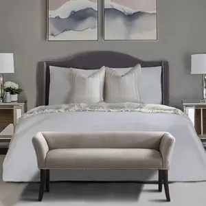 49.5" Upholstered Bench with Back & Wood Legs, Welburn