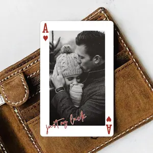 Custom Metal Photo Wallet Card – Couple Playing Cards, Romantic Wedding & Anniversary Gift, Perfect Valentine’s Day Gift for Him