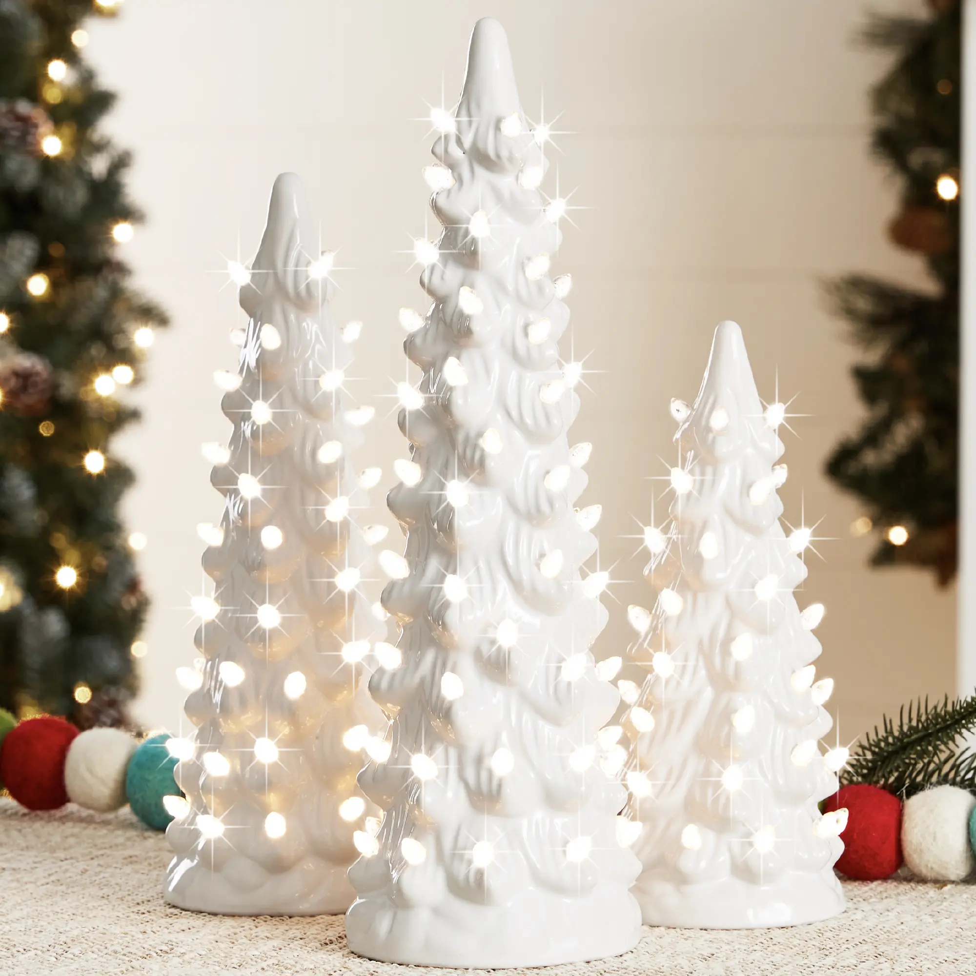 Best Choice Products Set of 3 Pre-Lit Hand-Painted Ceramic Tabletop Christmas Trees Best Choice Products Set of 3 Pre-Lit Hand-Painted Ceramic Tabletop Christmas Trees