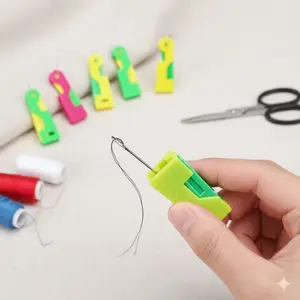 Automatic Needle Threader for Sewing Machine, Quick & Easy Threading Tool, Slip-Resistant Thread Guide Helper, Reusable Hand Sewing Accessories for Multi-Size Needles, Sewing Tools