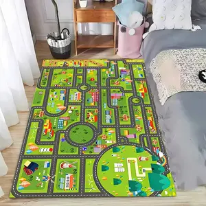 City Traffic Route Carpet Interactive Rug Living Room Bedroom Rug Kid Playmat Parent-child Activity Rug Christmas Gifts Nursery Development Mat
