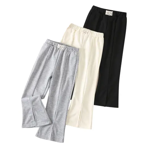 #falloutfits 3-Pack girls wide-leg fashion sweatpants in spring and autumn children's casual elastic waist straight jogging belt pocket