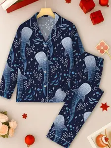 Whale Shark Pajama Set For Women Print Comfy Sleepwear and Loungwear Pjs Printing Top &Bottom Shorts