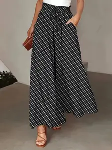 Women's Fashionable Skirts & Pants, Trendy Wide Leg Dot Design, Perfect for Daily Wear, Comfortable & Stylish for Every Occasion