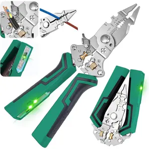 16-IN-1 Foldable Wire Stripping Pliers, 2026  Rechargeable 12-250V  Tester for Hot/Neutral Wires, Multifunctional Wire Cutters for Wire Stripping, , Crimping, Splitting (Green)