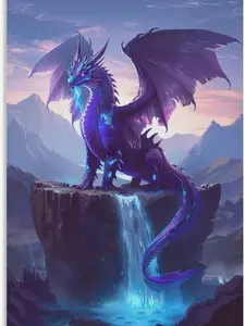 Purple Dragon Poster Paintings Cool Dragon Wall Decor Magical Fantasy Dragon Wall Art Photo Prints Posters for Room Aesthetic Bedroom Living Room Decor for Mens