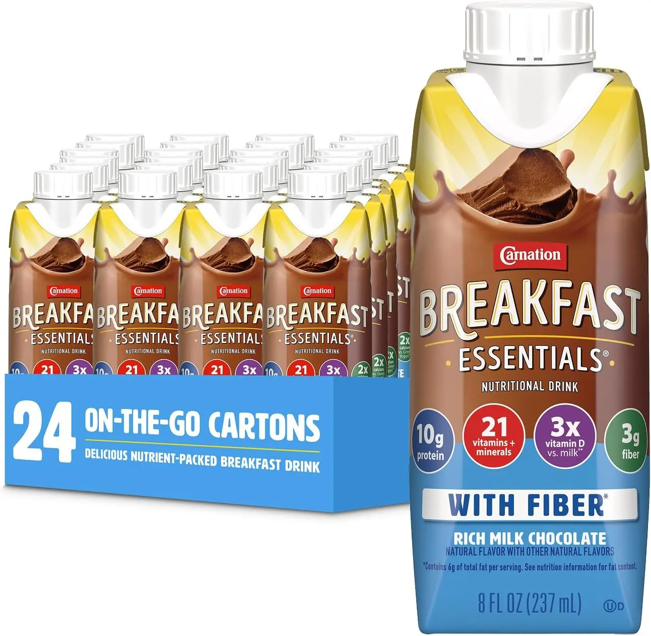 Breakfast Essentials Ready to Drink with Fiber, Chocolate, 24 pk