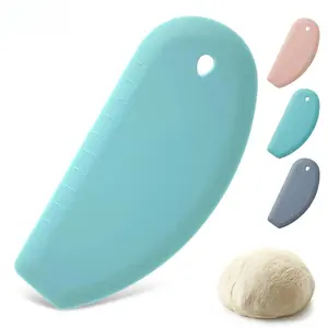 Silicone Dough Scraper with Scale, Flexible Multipurpose Kitchen Pastry Cutter Tool, Dough Cutter for Bread Dough Cake