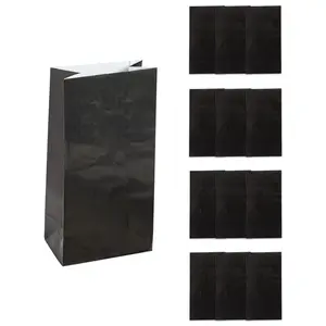 5" x 10" Black Paper Treat Bags - 12 Pc.