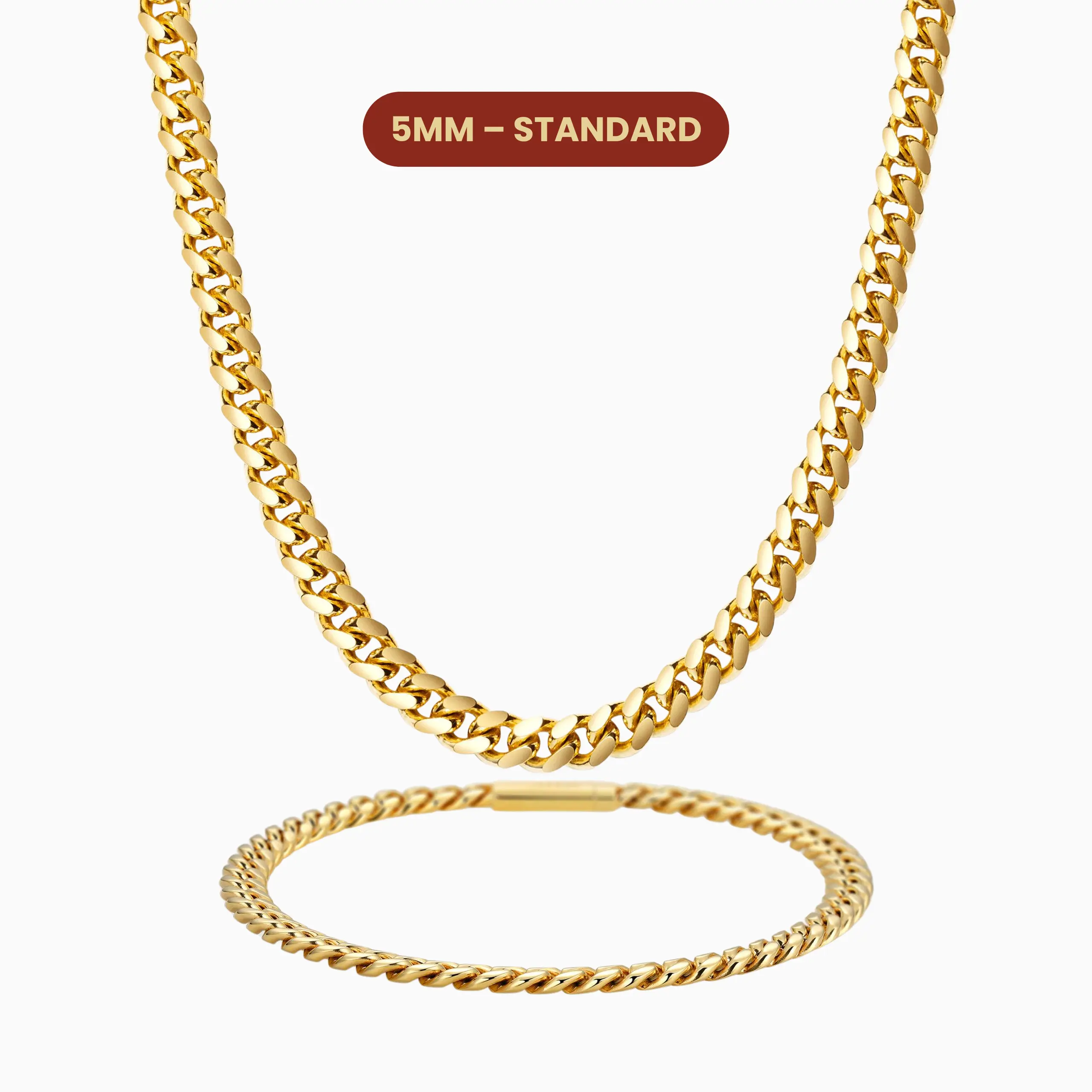 JAXXON Cuban Set 5mm - Gold - Waterproof - Box Clasp