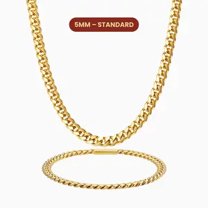 JAXXON Cuban Set 5mm - Gold - Waterproof - Box Clasp JAXXON Cuban Set 5mm - Gold - Waterproof - Box Clasp