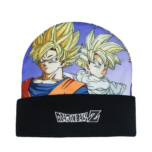 Dragon Ball Z Beanie Super Saiyan Goku Gohan Sublimation Fleece Knit Cuffed Hat
