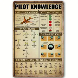 Aviation Themed Pilot Knowledge Metal Aluminum Sign, Vintage Wall Decor, Home Decor, Gift for Aviation Lovers, Model Tph20241001