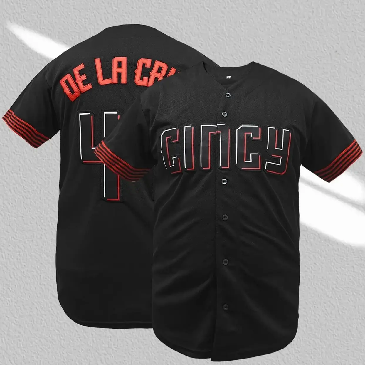 Men's Casual Baseball Jersey, Cincinnati #44,Name and Number Stitched,Loose Fit Breathable Embroidered Sportswear, Unisex Outdoor Sports & Competition Wear, Sports Top, Baseball Shirt, Embroidered Jerseys, Embroidery Sportswear