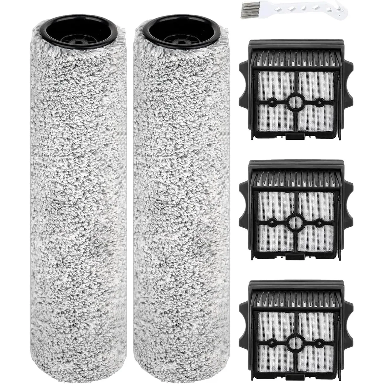 6Pack Spare Parts Accessories For Tineco Floor One Stretch S6/Switch S6/S7 Stretch Ultra/S7 Stretch Steam/S9 Artist Pro/S9 Artist Steam/i6 Stretch/i5 Stretch,2Brush Roller,3HEPA Filter,1Cleaner Brush
