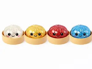 Mega Rainbow Dumpling Squishy, 3-in-1 Collection with Steamer Box, Soft Glitter TPR Fidget Toy, Stress Relief for Adults, Birthday Easter Gift for Girls