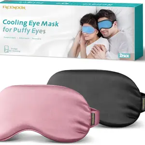 2PCS Cold Eye Mask - Cooling Eye Mask for Puffy Eyes, Cold Compress for Dark Circles, Tired Eyes, Headache, Migraines Relief - Reusable Gel Ice Pack, Weighted Sleep Mask(Black, Pink)