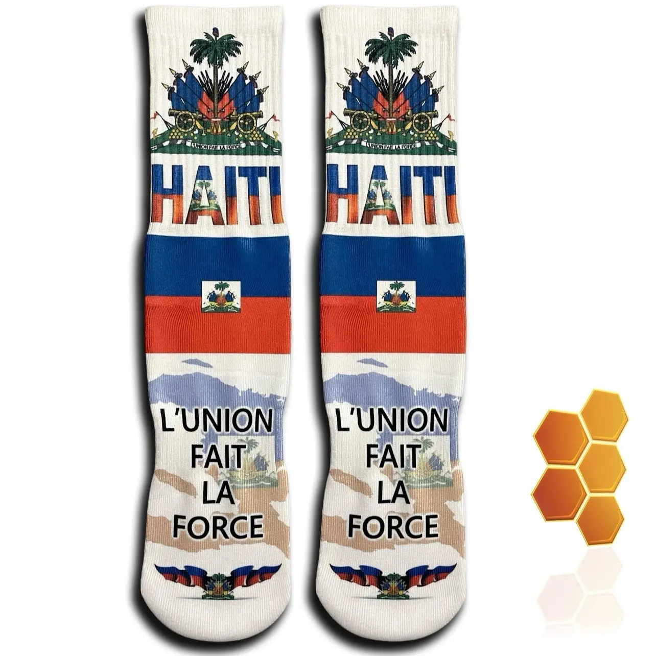 Comfortable and Odor-Resistant Haitian Flag Socks www.honeycombunlimited.com