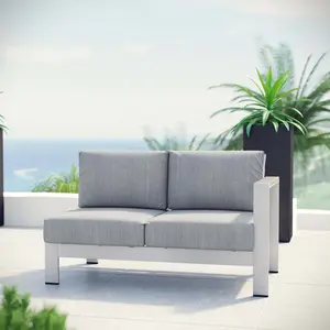 Modway Shore Right-Arm Corner Sectional Outdoor Patio Aluminum Loveseat in Silver Gray