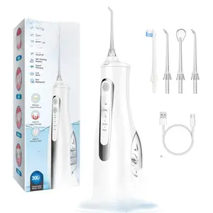Cordless Water Flosser Portable Oral Irrigator for Teeth Cleaning, USB Rechargeable Dental Cleaner, Waterproof, 4 Jet Tip