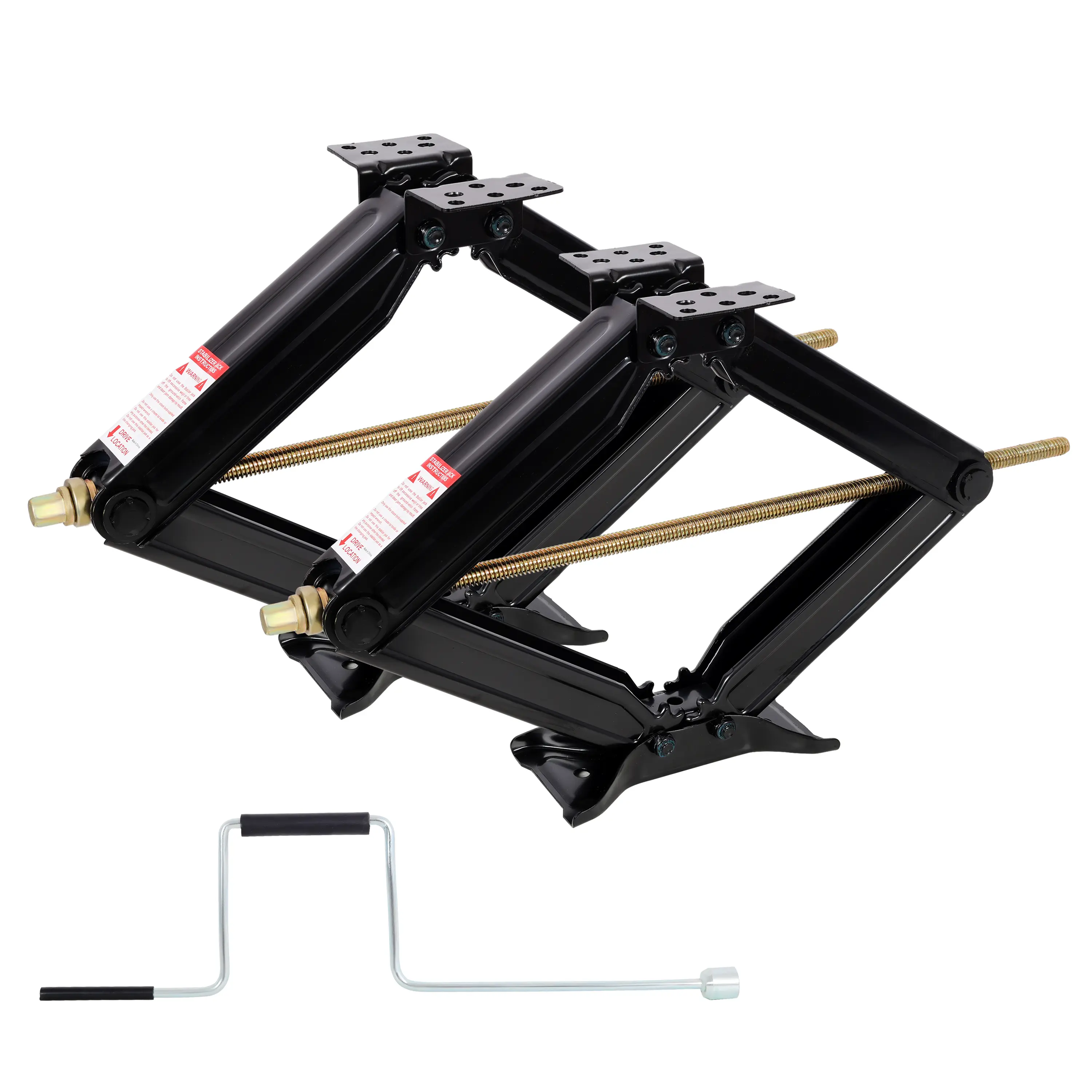 Heavy Duty Scissor Type RV Trailer Stabilizer Jacks, 2-Pack 10,000 lbs 24 in Height Adjust Outdoor Leveling Jacks with Crank Handle, Black