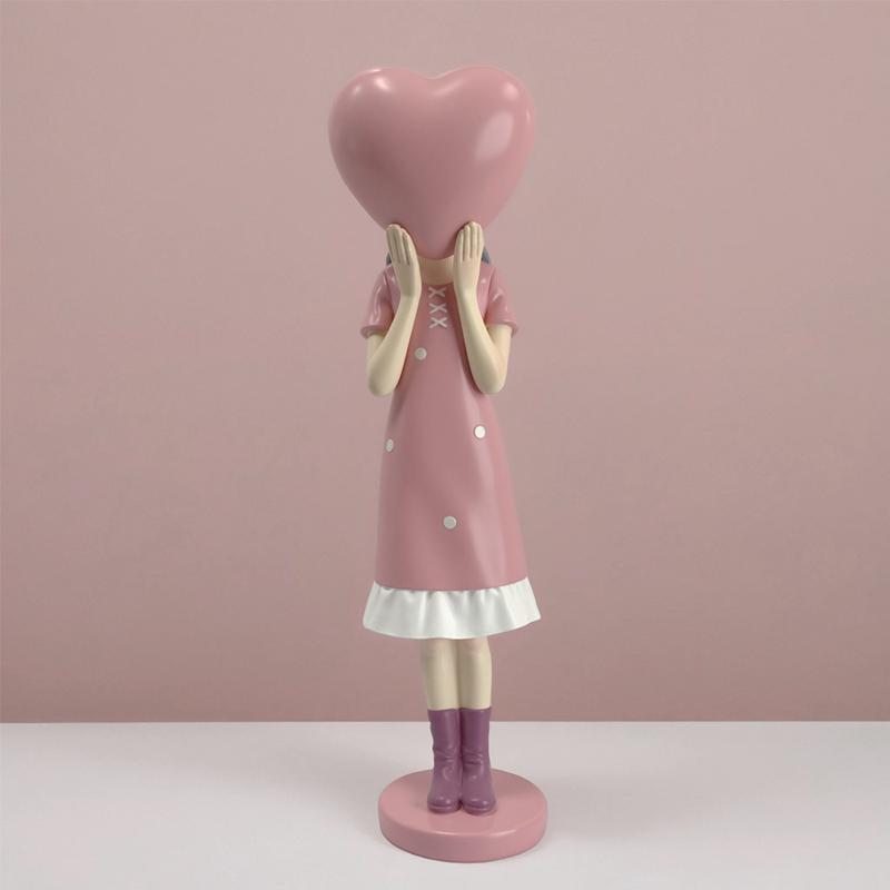 Charming Pink Girl Statue Set - Cute Resin Home Decor, Tabletop Ornament, and Sweet Gift, perfect for placing on a desk or shelf, and an ideal birthday gift for best friends and loved ones.
