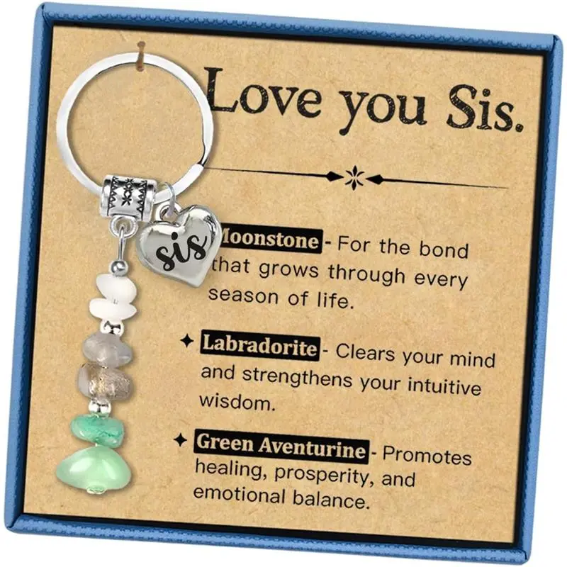 Crystal Keychain Gift for Sister, Love You Sis Crystal Keyring Gift for Sister's Birthday, Unique Charm Key Ring, Sister Keyring to Bestie, Friend, Mother