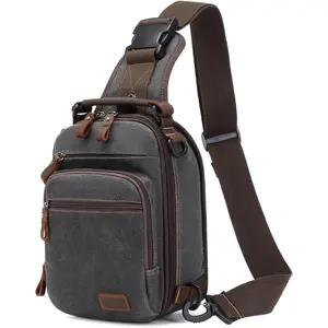 Nerlion Sling Bag for Men Waxed Canvas Crossbody Bag Chest Bag Water Resistant Shoulder Bag Casual Daypack