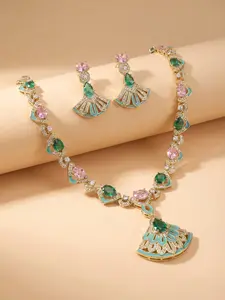 Women's Necklace Earring Set, Gemstone Pendant Jewelry, Elegant Jewelry Set, Party Wedding Accessories, Multi-Occasion Wear, Gift for Girls, Holiday Present, Fashionable Jewelry Set, Necklaces Earrings Set