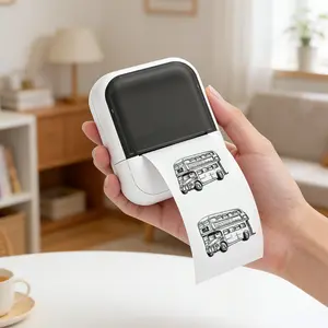 1PC Mini Bluetooth Thermal Label Printer, Pocket Inkless Sticker & Tattoo Printer with 2 Inch Tattoo Paper, Portable Multi-Functional Printer for Notes Photos Journals, Supports 0.59–2.24 Inch Custom Labels, Gift for Students & DIY