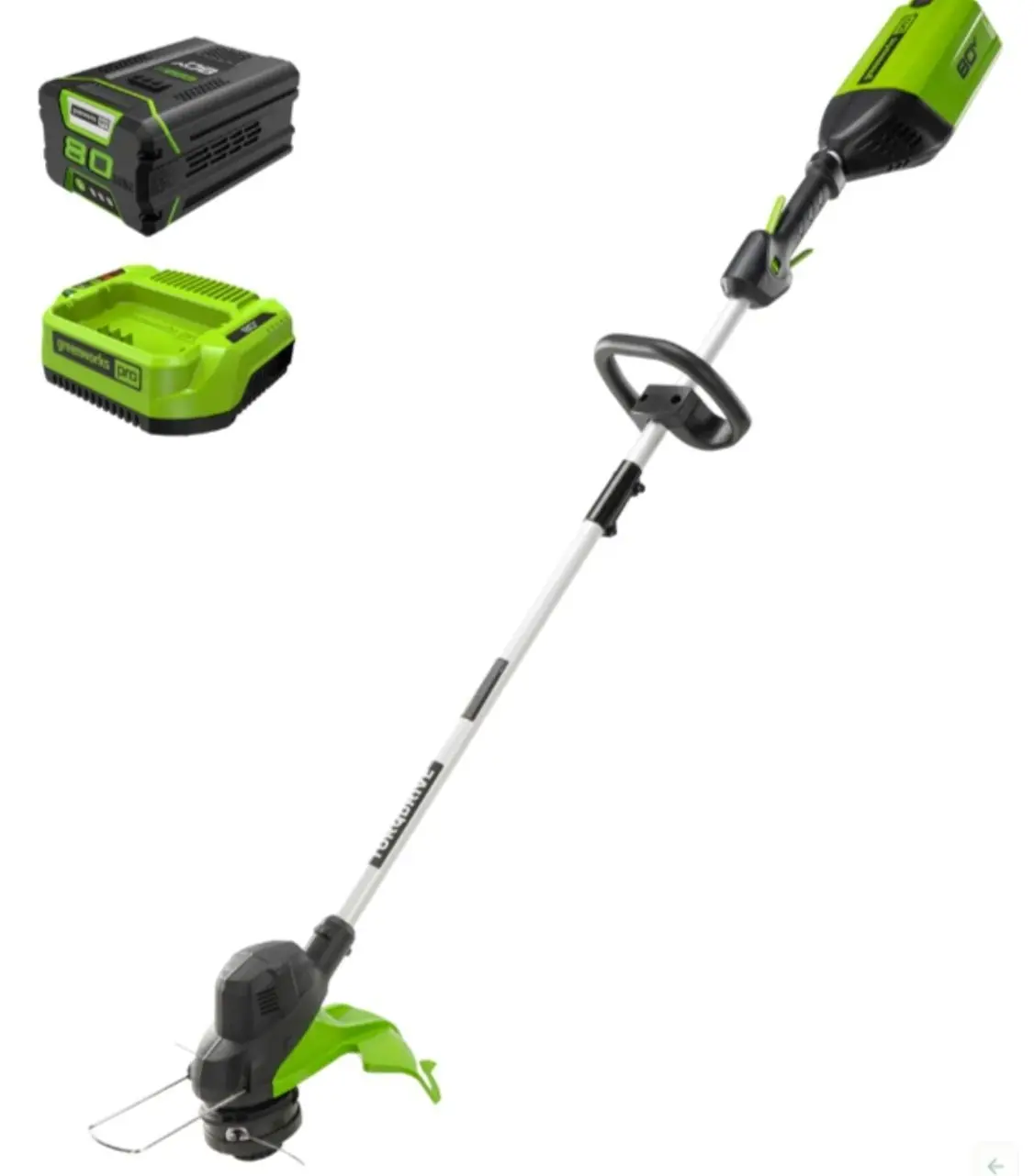 Greenworks 80V Cordless Weed Eater, 13-Inch Brushless Grass Trimmer with 2Ah Battery and Fast Charger