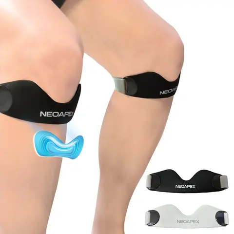 NEOAPEX 2-Piece Silicone Patellar Tendon Support Strap - Knee Wrap for Running, Joint Compression, Injury Prevention, Meniscus Tear Relief (Fits 11-18 in Knee Sizes)