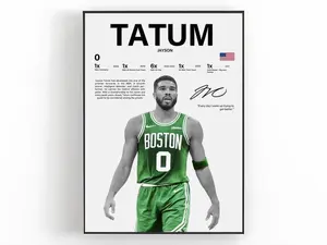Jayson Tatum Wall Art, Basketball Player Poster, Sports Room Decor, Athlete Print, Game Day Art, Bedroom Wall Decor