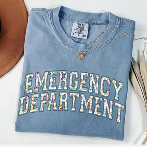 Comfort Colors® Floral Emergency Department Shirt, Emergency Nurse tee, Emergency Shirt, ER Nurse, ER Nurse Gift, er Department, ED Doctor Shirt Top Womenswear Medium Tshirt