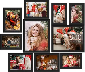Black 10 Pack Picture Frames Collage Wall Decor Gallery Wall Frame Set for Wall Mounting or Tabletop Display in Multi Sizes 8x10, 5x7, 4x6