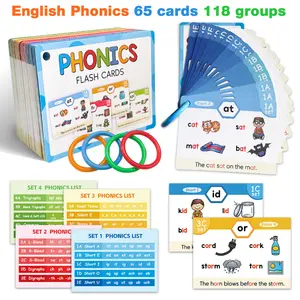 Thick Vocabulary Flashcards Set with 118 Spelling Lists, 65 Rhyming Word Cards for Kids Learning, Perfect Educational Gift