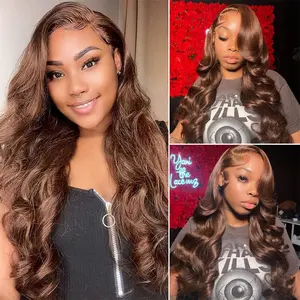 Chocolate Brown Lace Front Wig Human Hair 13x4/6 Transparent Lace Frontal Wigs 180 Density Body Wave Deep Wave HD Lace Front Wigs Human Hair pre Plucked Colored Wigs for Women