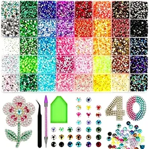 35000Pcs 3mm Multi-Color Flatback Jelly Rhinestone Kit, Resin Crystal Gems + DIY tools for Nail Art, Clothing & DIY Crafts