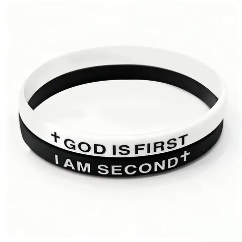 God Is First Bracelet, GOD IS FIRST IM SECOND Christian Silicone Rubber Wristband with Cross and Inspirational Scripture, Durable Unisex Faith Gift for Men Women