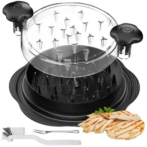 Chicken Shredder, Large Meat Shredder Utensils, Non-Slip Kitchen Handheld, Cooked Meat Shredder for Chicken Breast Beef Pork, Dishwasher Washable, Black, Red