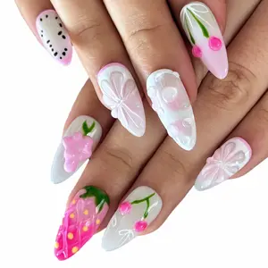 Gel X Nails Kit Long Stiletto Press On Nails Ocean Blue Glitter Styles 3D Gel Nail Charms Salon Quality Easy DIY Manicure Trendy #NailTok 2025 H092 Scream Nails