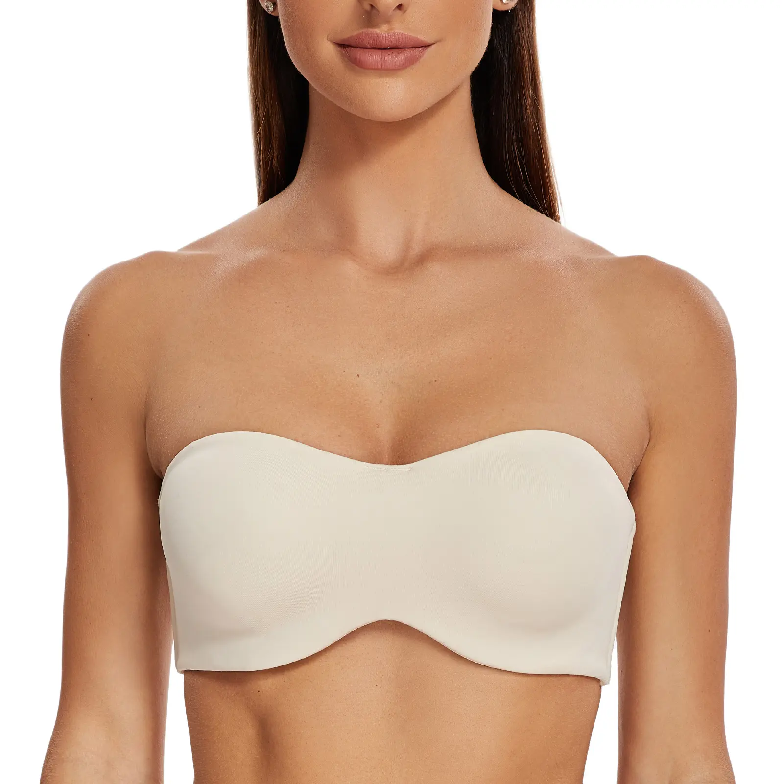 MELENECA Women's Strapless Minimizer Bra - Unlined Underwire Bandeau with Convertible Straps, Compression Support for Large Busts, Smooth, Halter Neck, Crossback
